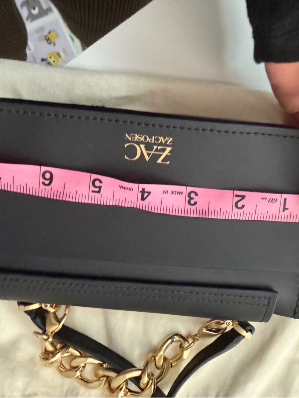 ZAC Zac Posen Black Leather Crossbody with Gold Hardware - Picture 6 of 8